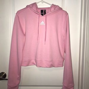 Bubblegum pink cropped adidas hoodie